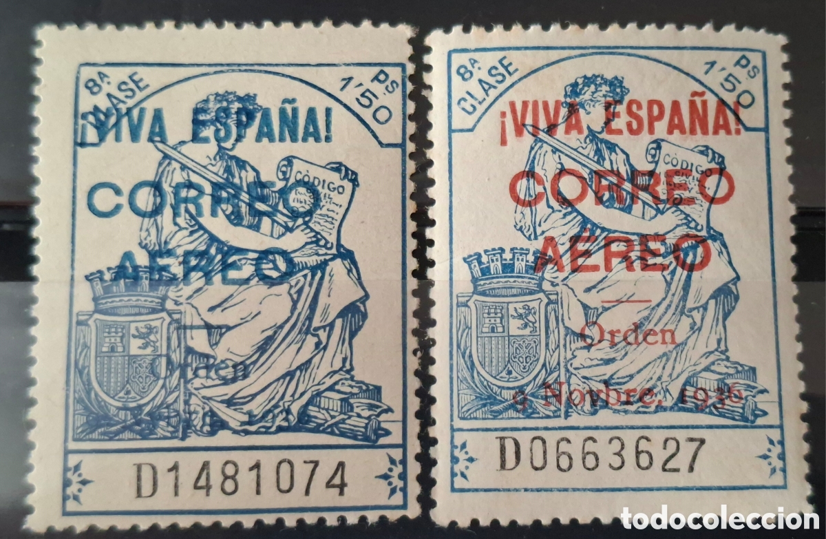 Sellos: Espa&ntilde;a Emisiones Patrioticas Burgos Fiscales sobrecarga azul y roja MNH