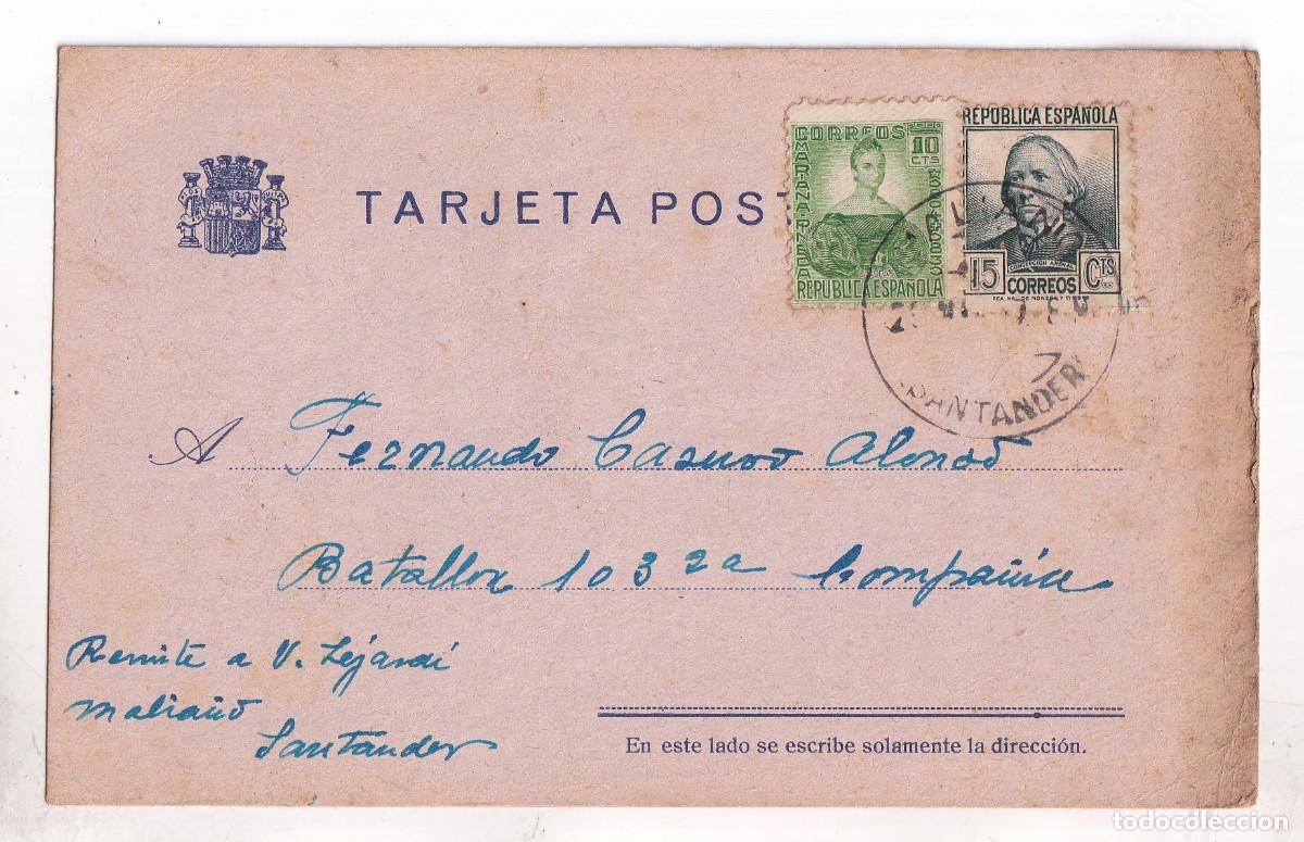 Sellos: TARJETA POSTAL MALIA&Ntilde;O DE CAMARGO. 1937. A UN SOLDADO REPUBLICANO. CANTABRIA