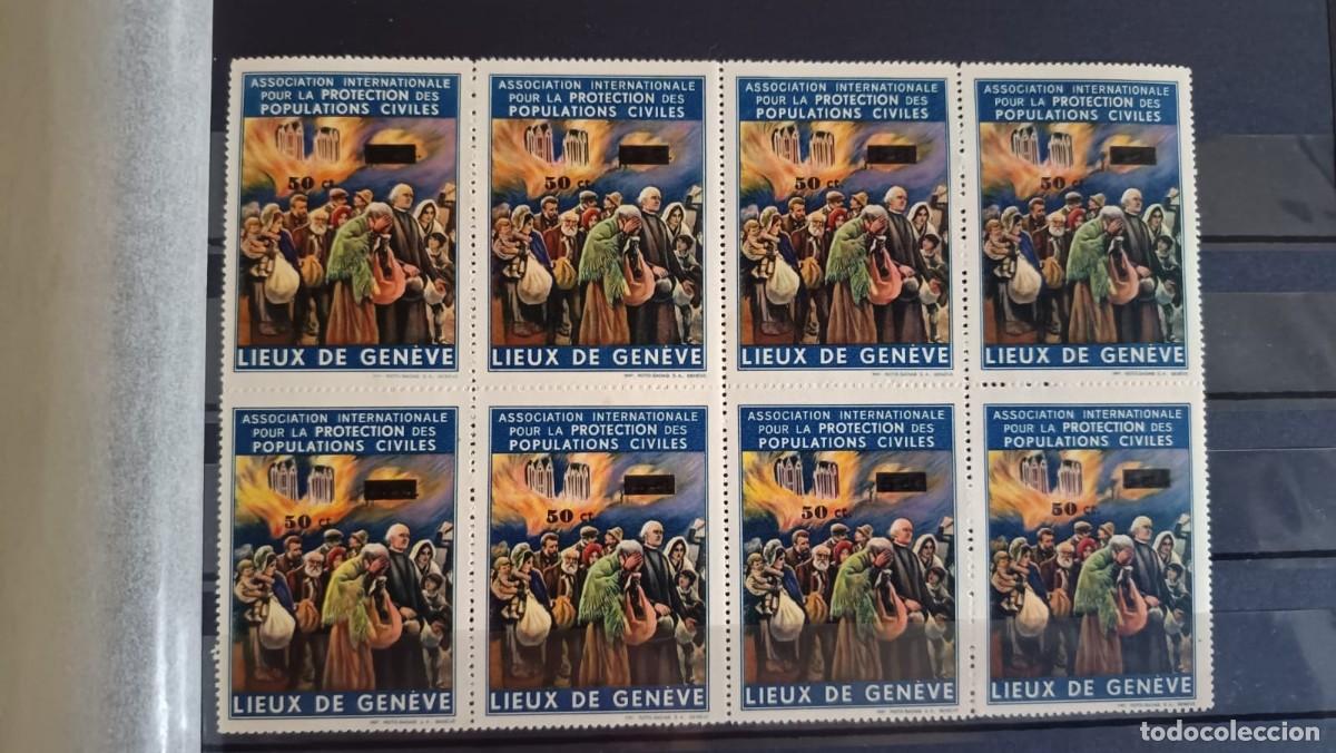Sellos: Emisiones Extranjeras. LIEUX DE GEN&Egrave;VE, 50C SOBRE 5C.SELLOS GUERRA CIVIL.