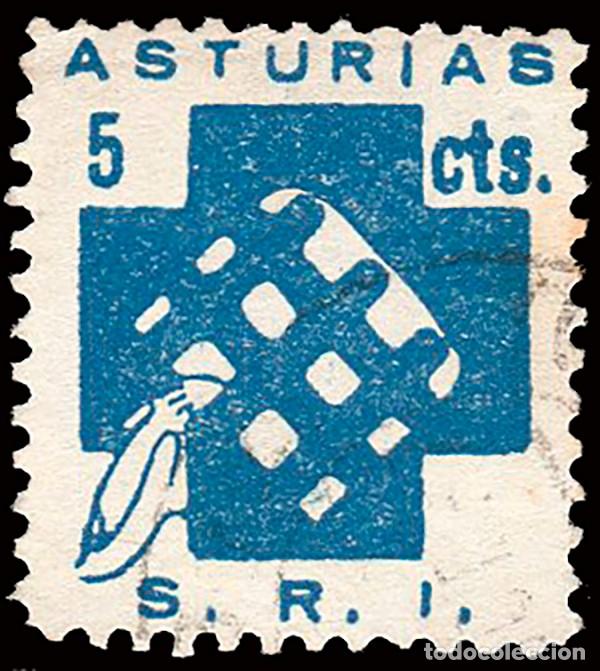 Sellos: Asturias - Guerra Civil - Em. Local Republicano - Allepuz o 9 - &rdquo;5 cts. S.R.I.&rdquo;