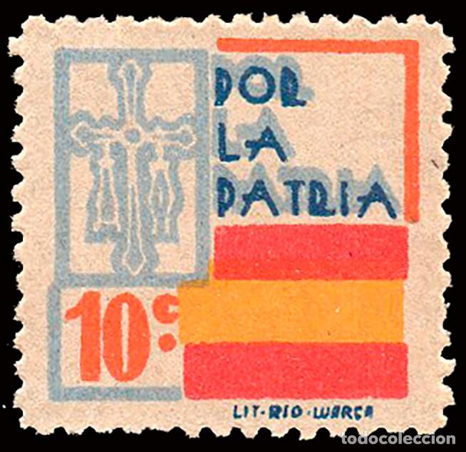 Sellos: Asturias - Guerra Civil - Em. Local Nacional - Allepuz * 5 - &rdquo;10 cts. Por la Patria&rdquo;