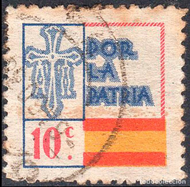 Sellos: Asturias - Guerra Civil - Em. Local Nacional - Allepuz o 10 - &rdquo;10 cts. Por la Patria&rdquo;