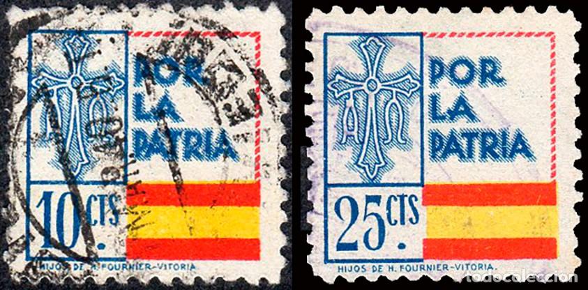 Sellos: Asturias - Guerra Civil - Em. Local Nacional - Allepuz o 13/4 - &rdquo;Por la Patria&rdquo;