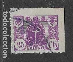 Sellos: VALENCIA- 25 CTS- CENTRAL NACIONAL SINDICALISTA- VER FOTOS