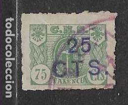 Sellos: VALENCIA- 25 CTS, SOBRE 75 CTS- CENTRAL NACIONAL SINDICALISTA- VER FOTOS