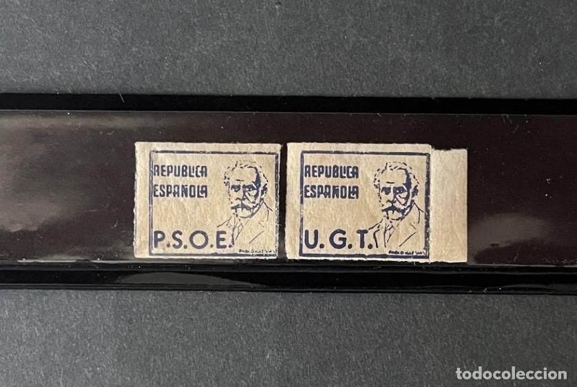 Sellos: GUERRA CIVIL , REP&Uacute;BLICA ESPA&Ntilde;OLA Rarisima TIRA DE 4 UGT PSOE. EDIFIL 706 / 1390