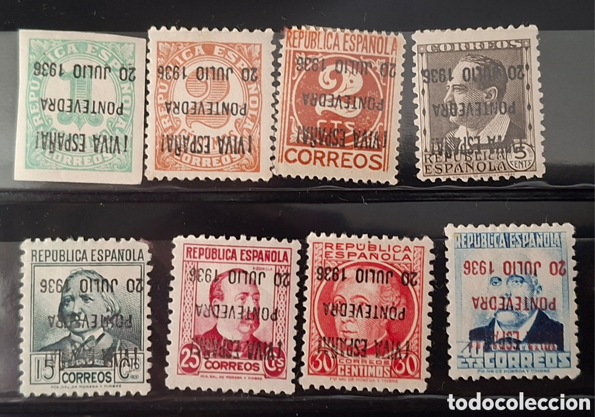 Sellos: Pontevedra Emisiones Patrioticas locales variedad sobrecarga invertida