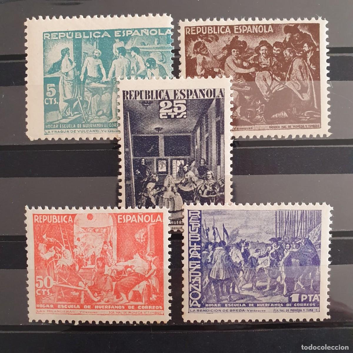 Sellos: SERIE COMPLETA BENEFICENCIA EDIFIL 29 A 33 ** VELAZQUEZ ESPA&Ntilde;A 1938