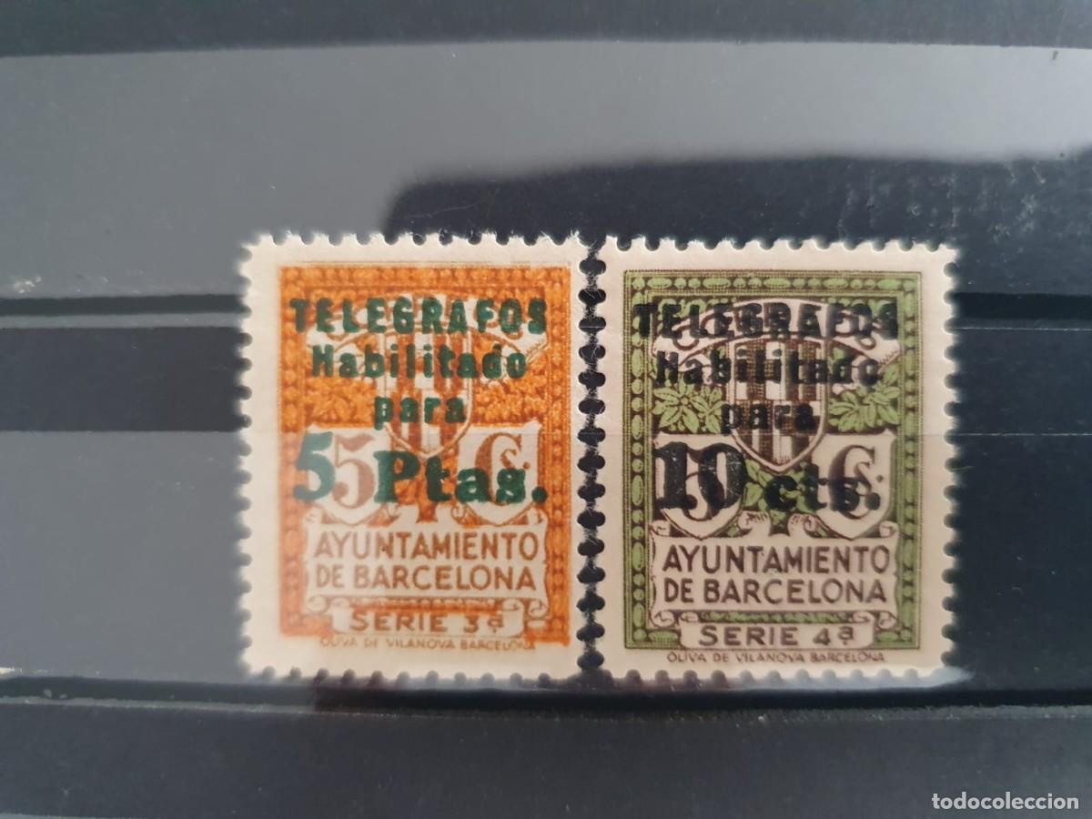 Sellos: BARCELONA TELEGRAFOS EDIFIL 6 ** + 10 ** A&Ntilde;O 1934 1936