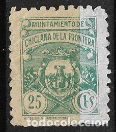 Sellos: SELLOS LOCALES, GUERRA CIVIL, C&aacute;diz, Chiclana de la Frontera, 25 cts verde (*)