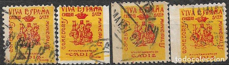 Sellos: SELLOS LOCALES, GUERRA CIVIL, C&aacute;diz, FESOFI n&ordm; 1 a 4 (o)