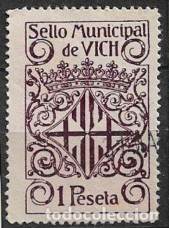 Sellos: SELLO MUNICIPAL, Ayuntamiento de Vich, 1 pta. casta&ntilde;o (o)