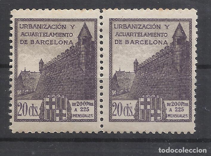 Sellos: DUO URBANIZACION Y ACUARTELAMIENTO DE BARCELONA 20 CTS NUEVO**