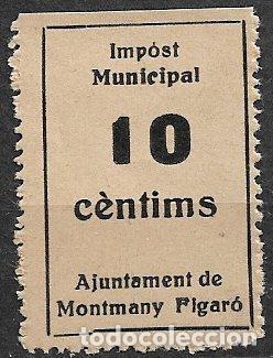 Sellos: SELLO LOCAL, Guerra Civil, MONTMANY Y FIGAR&Oacute;, Barcelona, 10 cts. negro (*)