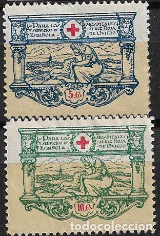 Sellos: SELLO LOCAL, Guerra Civil, OVIEDO, Asturias, FESOFI n&ordm; 3 y 4 * *