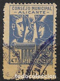 Sellos: SELLO LOCAL, Guerra Civil, ALICANTE, Alicante, FESOFI n&ordm; 31 (o)