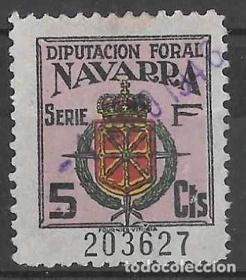 Sellos: Sello fiscal timbre Navarra . 1946 Laureada 5 Cts. Serie F