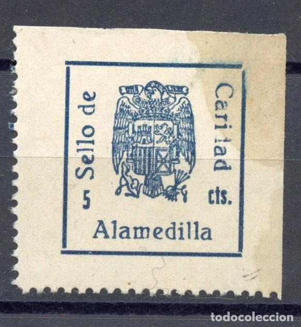 Sellos: GUERRA CIVIL - ALAMEDILLA - GRANADA 5 CTS SIN RESE&Ntilde;AR. ERROR -L- EN LUGAR DE -D- EN CARIDAD