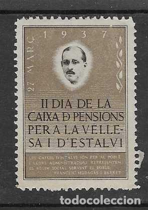 Sellos: II DIA DE LA CAIXA DE PENSIONS A&Ntilde;O 1937-- VER FOTOS