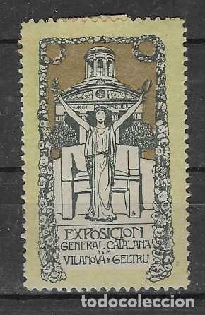 Sellos: EXPOSICION REGIONAL CATALANA DE VILANOVA Y GELTRU- REVERSO.- OLIVA ,IMP. VILANOVA