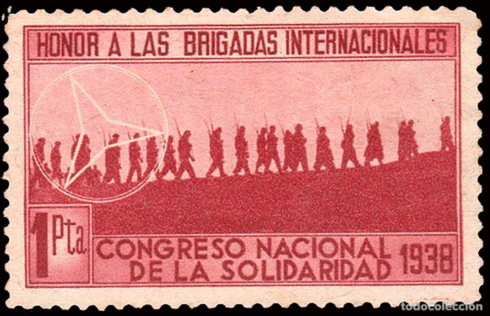 Sellos: Espa&ntilde;a - Guerra Civil - Vi&ntilde;etas Pol&iacute;ticas - Allepuz (*) 171 - &rdquo;1 Pta. Congreso Nacional Solidaridad&rdquo;