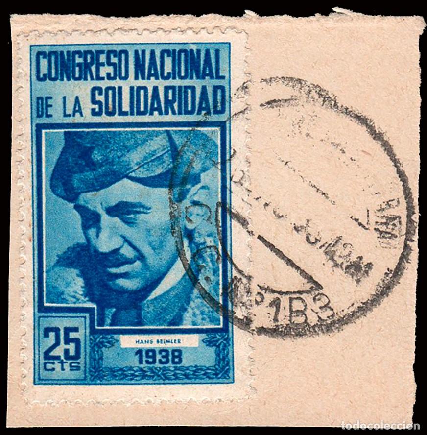 Sellos: Espa&ntilde;a - Guerra Civil - Vi&ntilde;etas Pol&iacute;ticas - Allepuz o 184 - Fragmento Mat &rdquo;Correo Camapa&ntilde;a CC 1B3&rdquo;