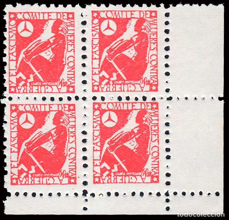 Sellos: Espa&ntilde;a - Guerra Civil - Vi&ntilde;etas Pol&iacute;ticas - Allepuz ** 533 Bl. 4 - &rdquo;50 cts. Cuota mensual&rdquo;