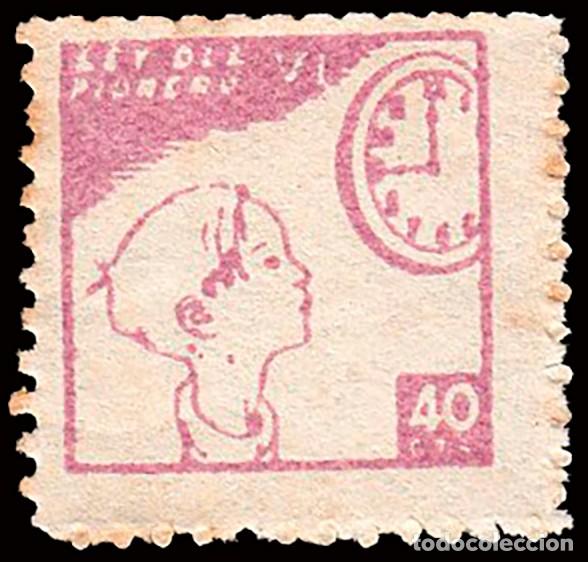 Sellos: Espa&ntilde;a - Guerra Civil - Vi&ntilde;etas Pol&iacute;ticas - Allepuz ** 545 - &rdquo;40 cts. Pioneros&rdquo; (ni&ntilde;o y reloj)