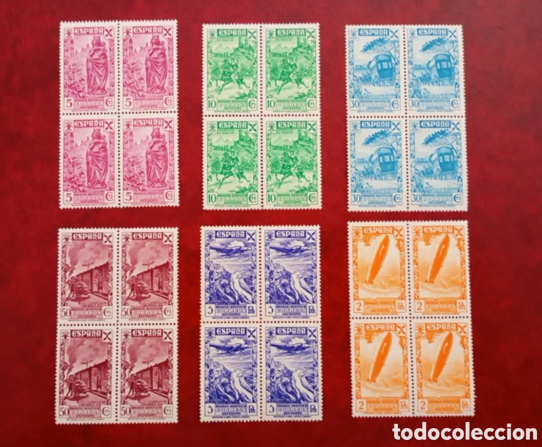 Sellos: ESPA&Ntilde;A 1938 BENEFICENCIA HU&Eacute;RFANOS DE CORREOS - CAT&Aacute;LOGO EDIFIL 21/26 BLOQUE DE CUATRO - NUEVOS MNH