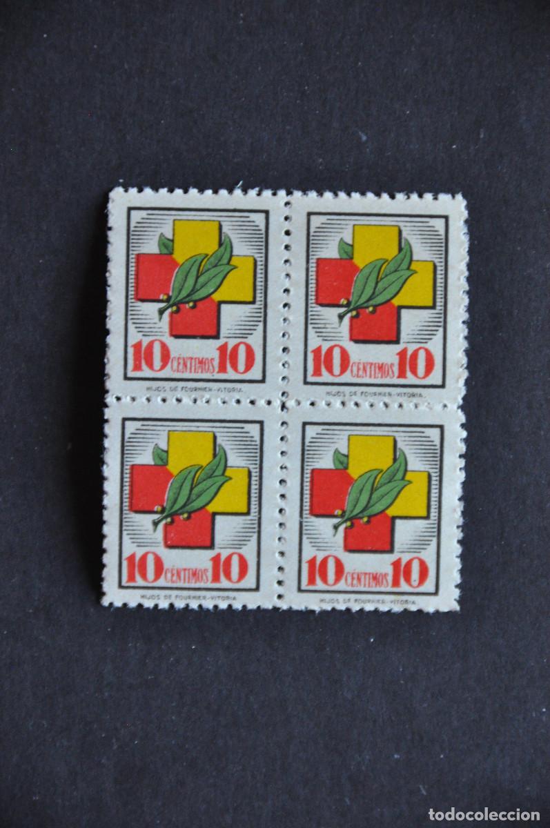 Sellos: BLOQUE DE CUATRO DE 10 C&Eacute;NTIMOS - FRENTES Y HOSPITALES 1938 (G&Aacute;LVEZ N&ordm;18)