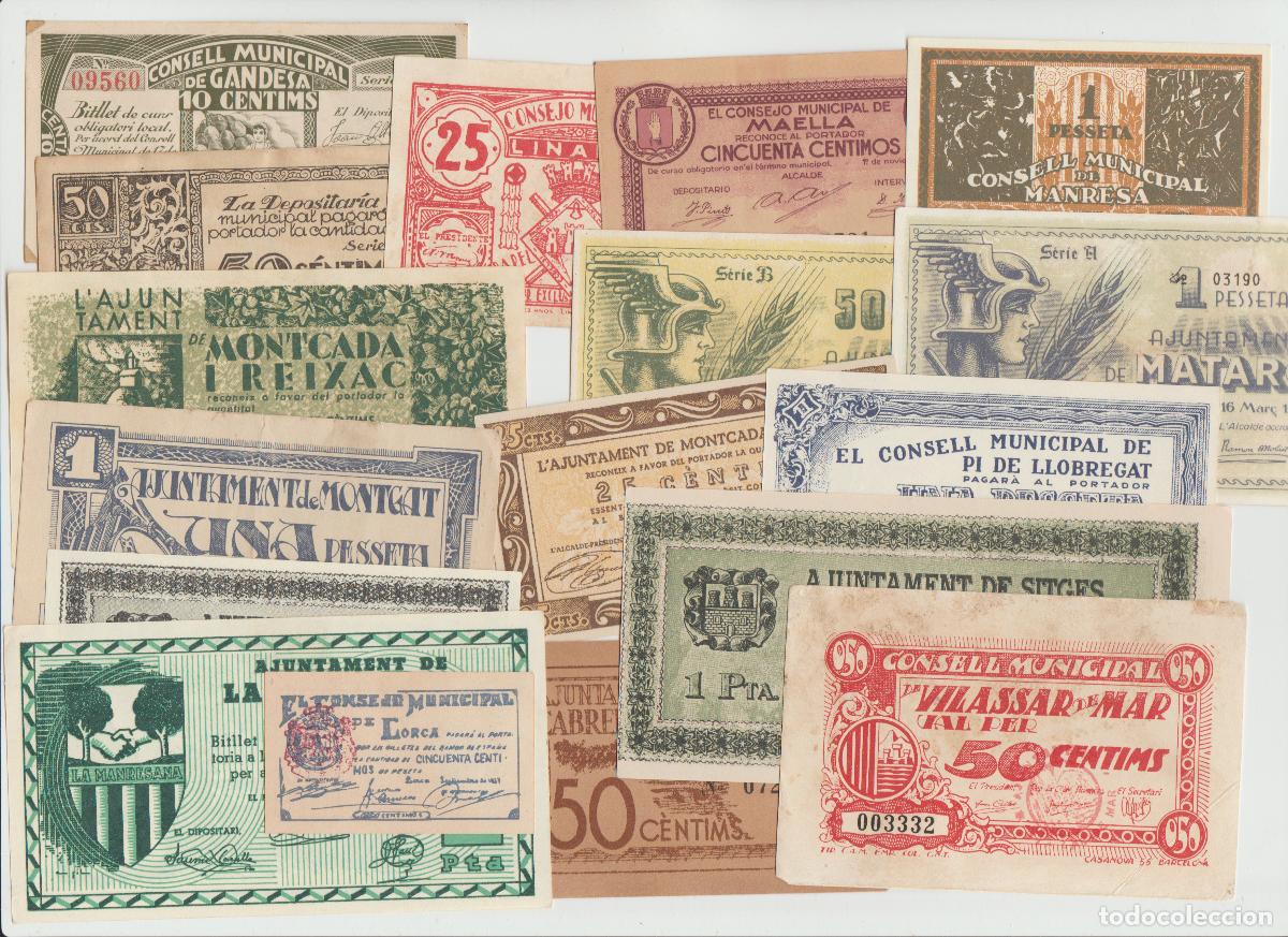 Sellos: Guerra civil - Cerca de 30 billetes de la guerra civil Espa&ntilde;ola sin certificar -no fotocopic-