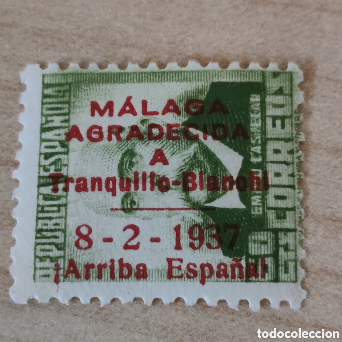 Sellos: a73 M&aacute;laga Agradecida a Tranquillo Bianchi Arriba Espa&ntilde;a ROJO