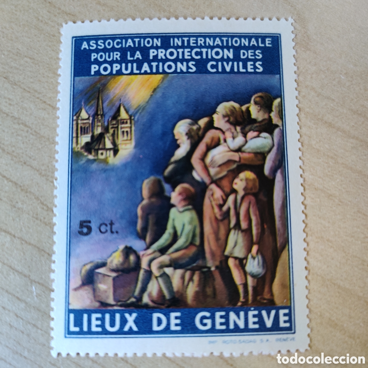 Sellos: a72 Lieux de Geneve. Assoc Int. Protection des Populations Civiles Allepuz 2790 5 ct. VER DESCRIPCI&Oacute;