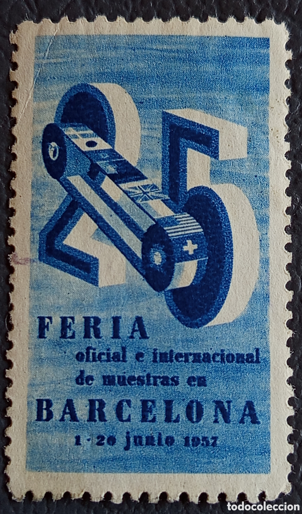 Sellos: Vi&ntilde;eta Publicitaria Espa&ntilde;a 1957 XXV Feria Muestras Barcelona Industrial Nueva