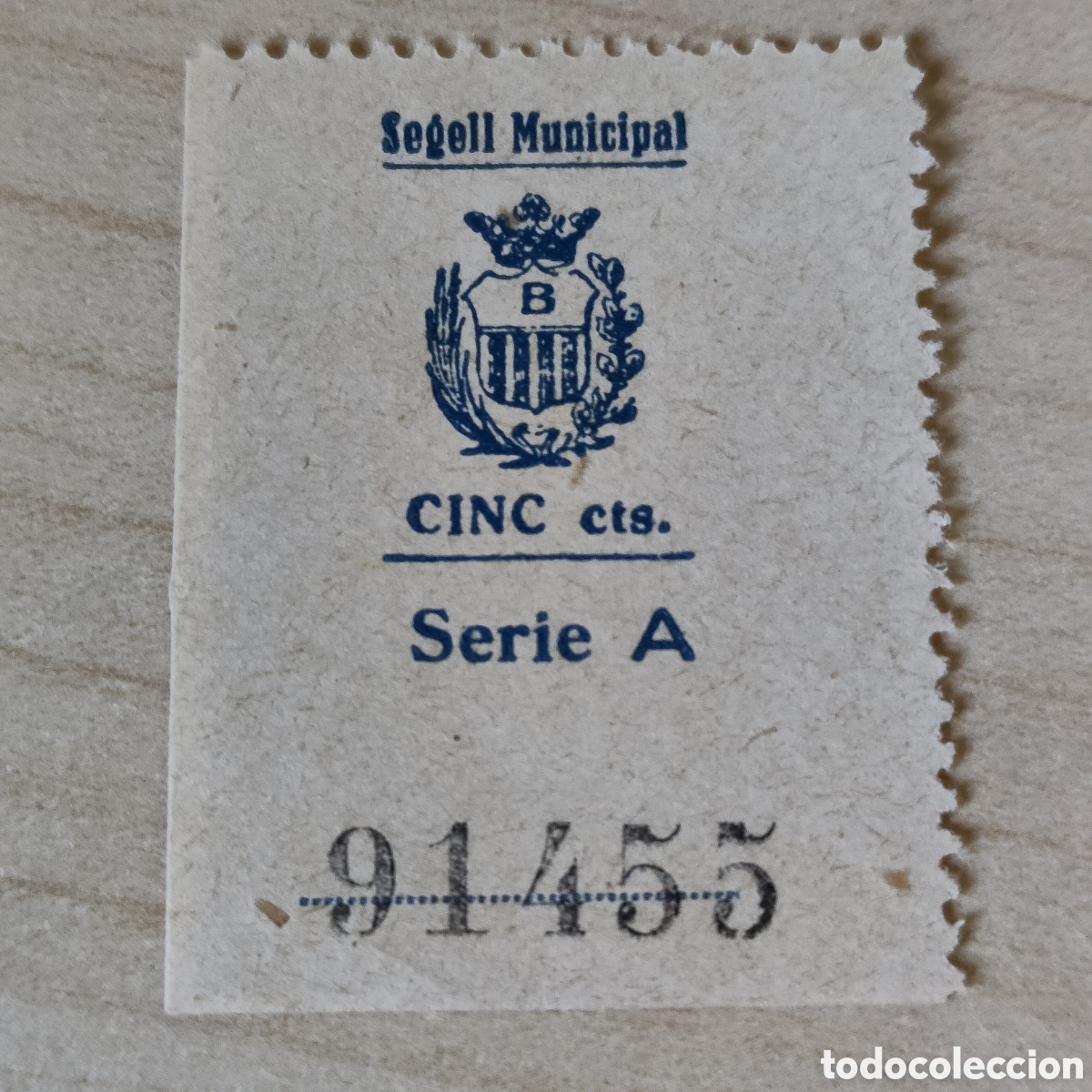 Sellos: a73 Girona Banyoles segell municipal 5 cts Serie A