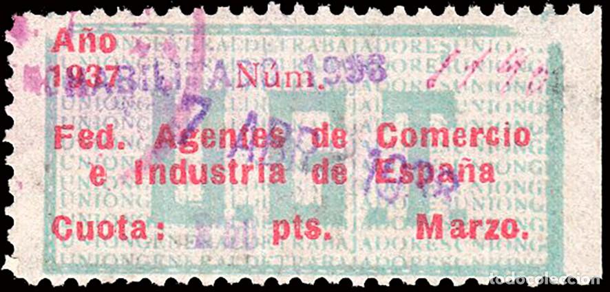 Sellos: Espa&ntilde;a - Guerra Civil - Vi&ntilde;etas Pol&iacute;ticas - Allepuz o 767r - Federaci&oacute;n Agentes de Comercio e..