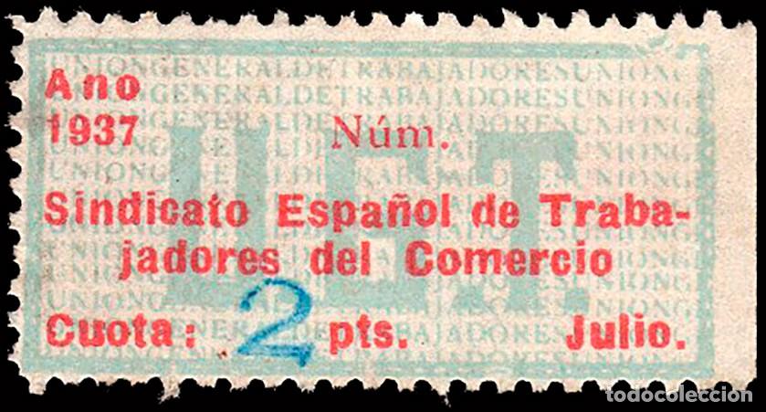 Sellos: Espa&ntilde;a - Guerra Civil - Vi&ntilde;etas Pol&iacute;ticas - Allepuz ** 801 - &rdquo;Sindicato Espa&ntilde;ol Trabajadores..&rdquo;