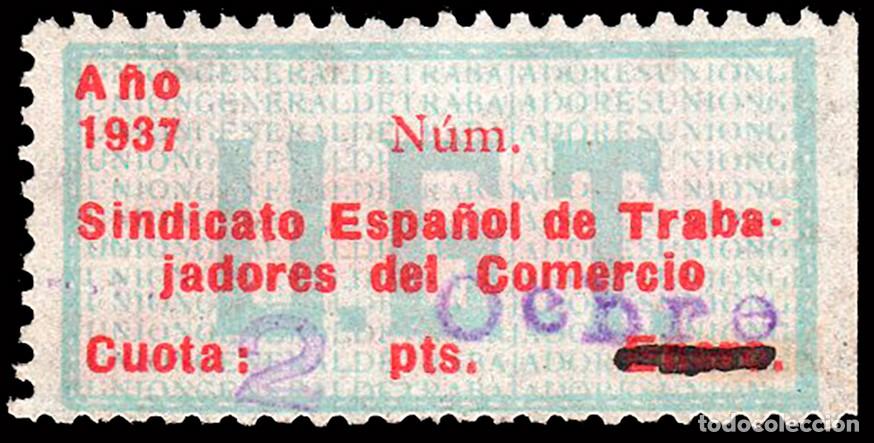 Sellos: Espa&ntilde;a - Guerra Civil - Vi&ntilde;etas Pol&iacute;ticas - Allepuz (*) 801hz - &rdquo;Sindicato Espa&ntilde;ol Trabajadores..&rdquo;