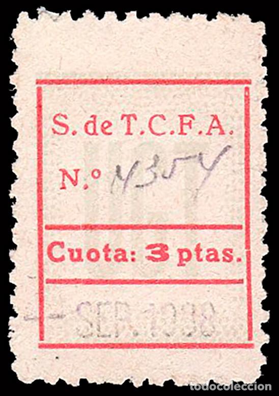 Sellos: Espa&ntilde;a - Guerra Civil - Vi&ntilde;etas Pol&iacute;ticas - Allepuz * 833 - &rdquo;3 ptas. S de T.C.F.A.&rdquo;