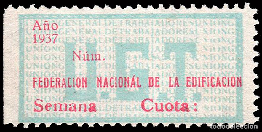Sellos: Espa&ntilde;a - Guerra Civil - Vi&ntilde;etas Pol&iacute;ticas - Allepuz (*) 842 - &rdquo;Federaci&oacute;n Nacional de Edificaci&oacute;n&rdquo;