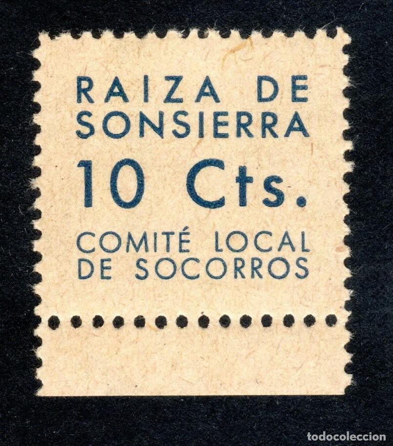Sellos: RAIZA DE SONSIERRA (LA RIOJA). COMIT&Eacute; LOCAL DE SOCORROS. 10 CTS.