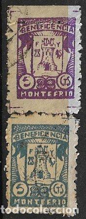 Sellos: SELLO LOCAL, Guerra Civil, GRANADA, Montefr&iacute;o, FESOFI n&ordm; 9 y 10 (o)