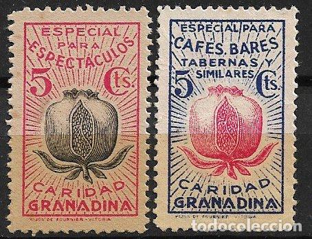 Sellos: SELLO LOCAL, Guerra Civil, GRANADA, Granada, FESOFI n&ordm; 71 y 72 (*)