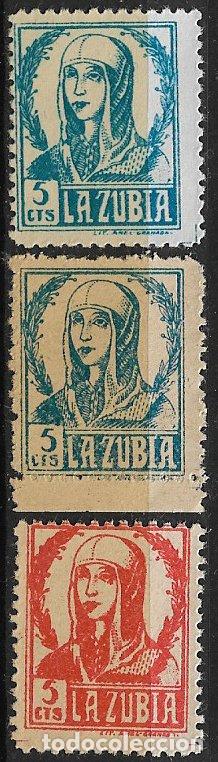 Sellos: SELLO LOCAL, Guerra Civil, GRANADA, La Zubia, FESOFI n&ordm; 1 a 3 (*)