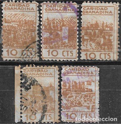 Sellos: SELLO LOCAL, Guerra Civil, GRANADA, Granada, FESOFI n&ordm; 47 a 51 (o) completa