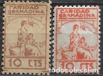 Sellos: SELLOS LOCALES, Guerra Civil, GRANADA, Granada, FESOFI n&ordm; 28 y 29 (*)