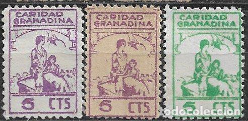 Sellos: SELLOS LOCALES, Guerra Civil, GRANADA, Granada, FESOFI n&ordm; 25, 25a y 26 (*)