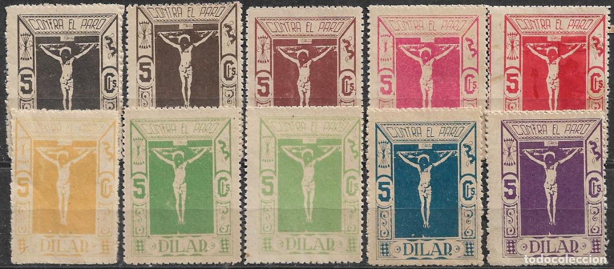 Sellos: SELLOS LOCALES, Guerra Civil, GRANADA, Dilar, FESOFI n&ordm; 36 a 45 * * completa