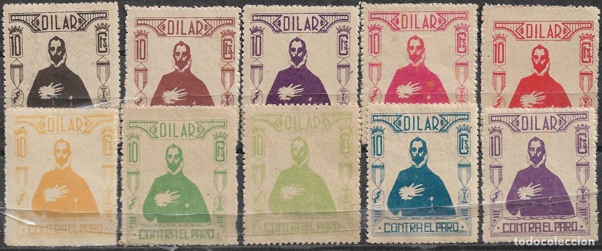 Sellos: SELLOS LOCALES, Guerra Civil, GRANADA, Dilar, FESOFI n&ordm; 26 a 35 * * completa