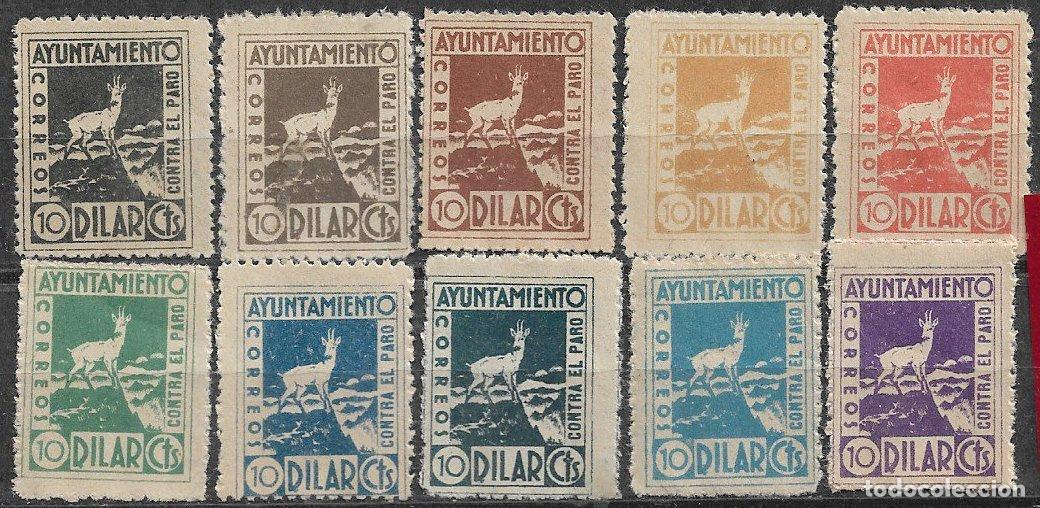 Sellos: SELLOS LOCALES, Guerra Civil, GRANADA, Dilar, FESOFI n&ordm; 4 a 13 * * completa